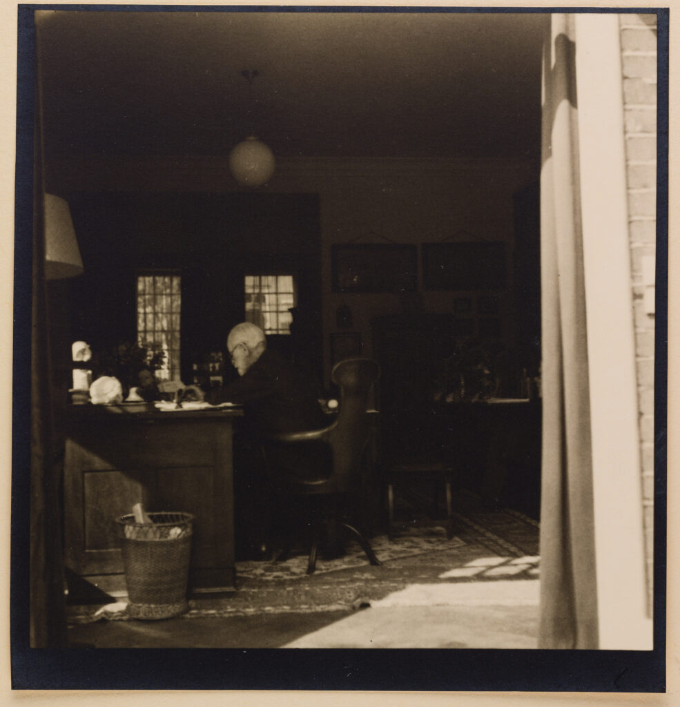 Sigmund Freud in the study at 20 Maresfield Gardens, London, 1938. © Freud Museum London